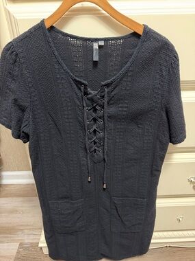 KUT from the Kloth Black Eyelet Mini Dress Size Large Lined